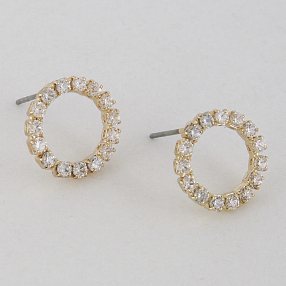 Round Rhinestone Earrings - Picture 2 of 2